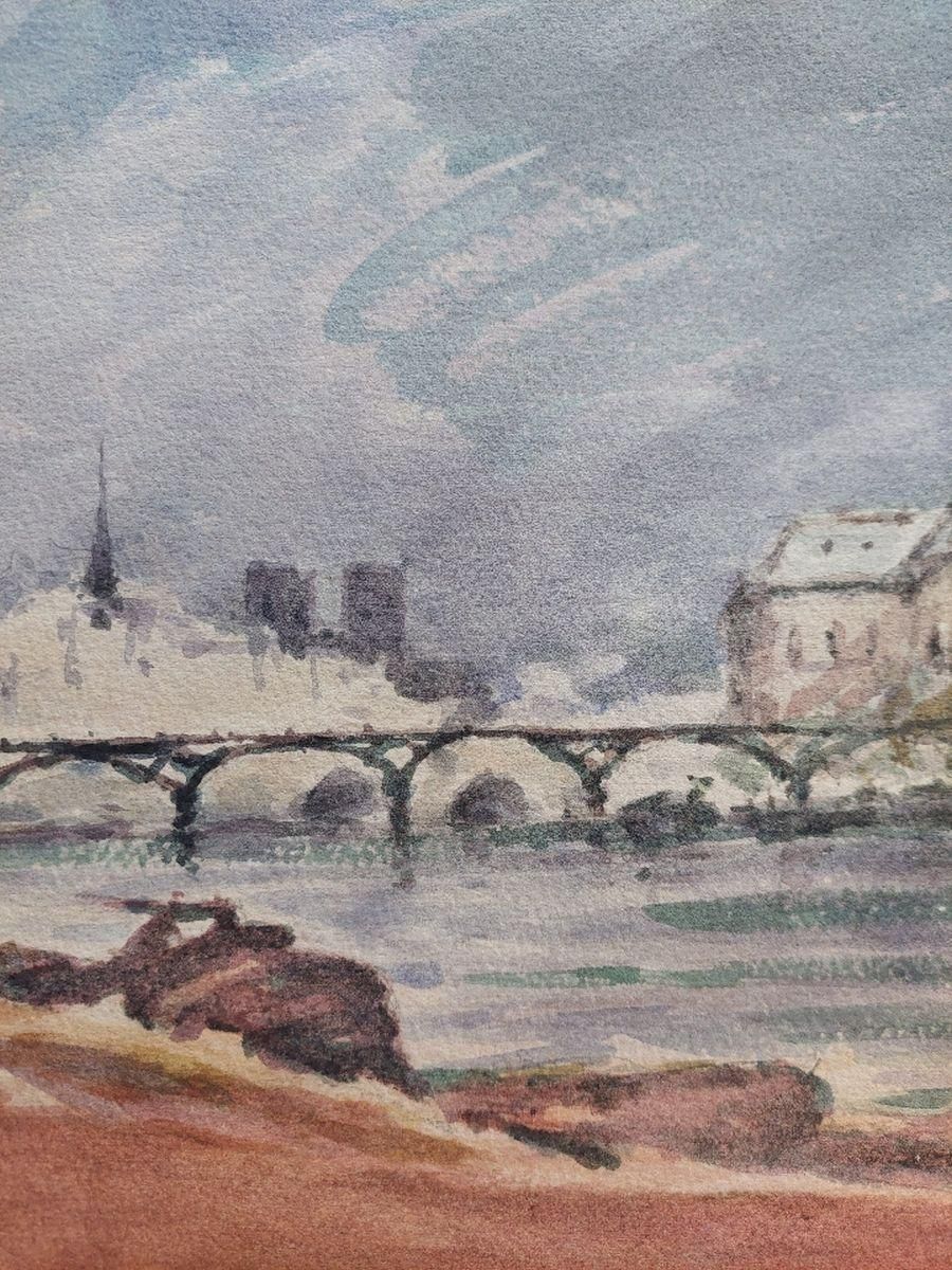 Unknownfrench Modernist Cubist Painting River Seine Paris20th Century photo Art