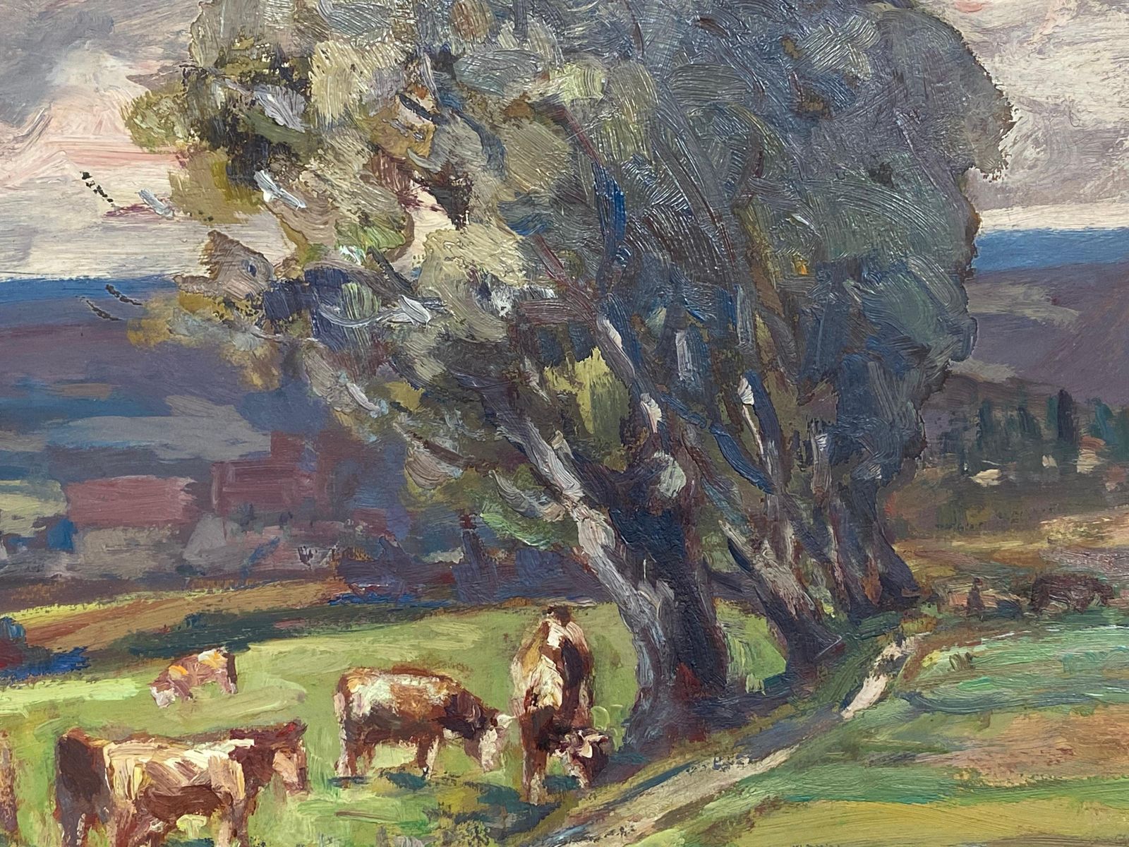 Leon Hatotfrench Impressionist Oil Landscape, Cattle In Meadowearly 20th Century photo furniture