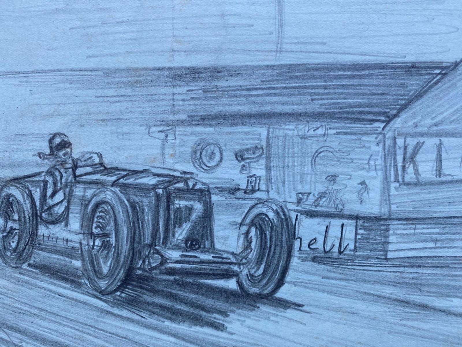 Unknownoriginal 1930's Vintage Motor Car Racing Original Drawing Signed Datedcirca 1930s photo furniture