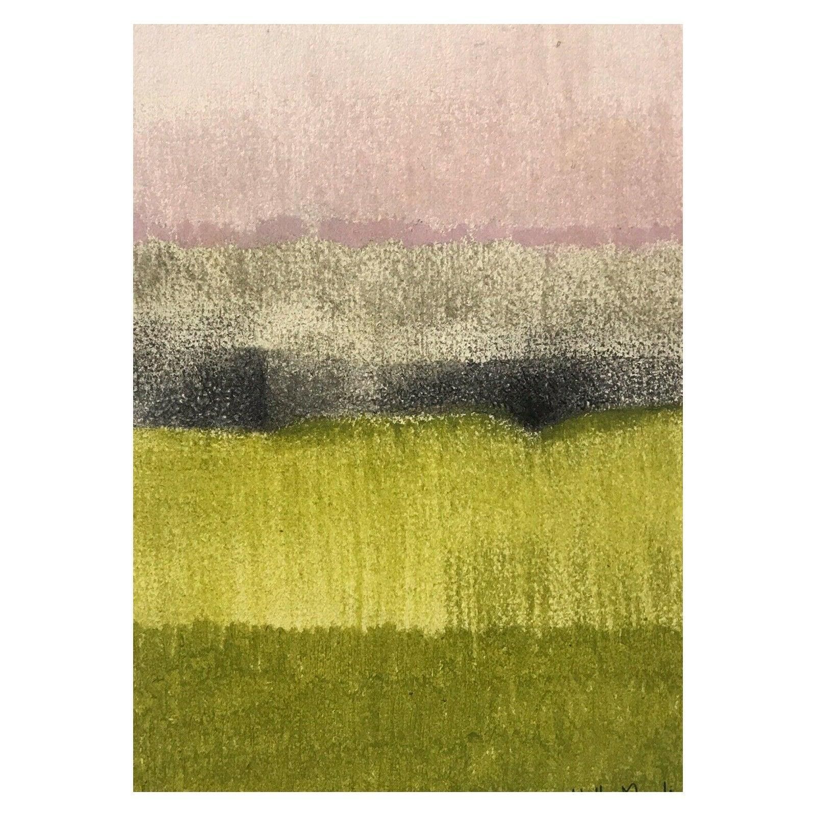 Unknownarlette Martin Superb French Geometric Abstract Painting, Green Shades20th Century