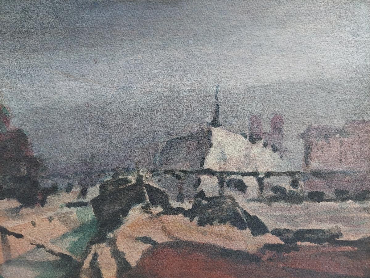 Unknownfrench Modernist Cubist Painting Storm Approaching Paris21st Century photo vinterior