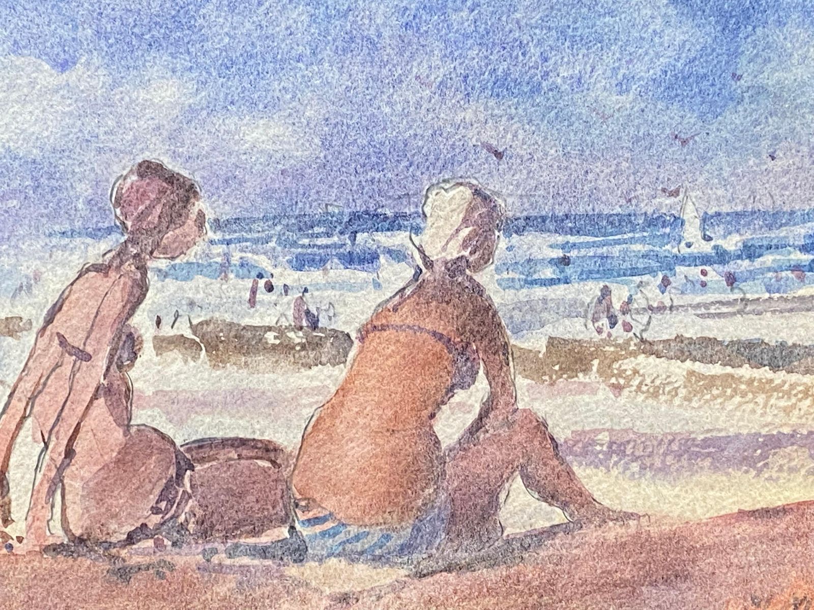 Unknownmaurice Mazeilie  French Impressionist Signed Watercolour   Girls Sunbathing photo Art