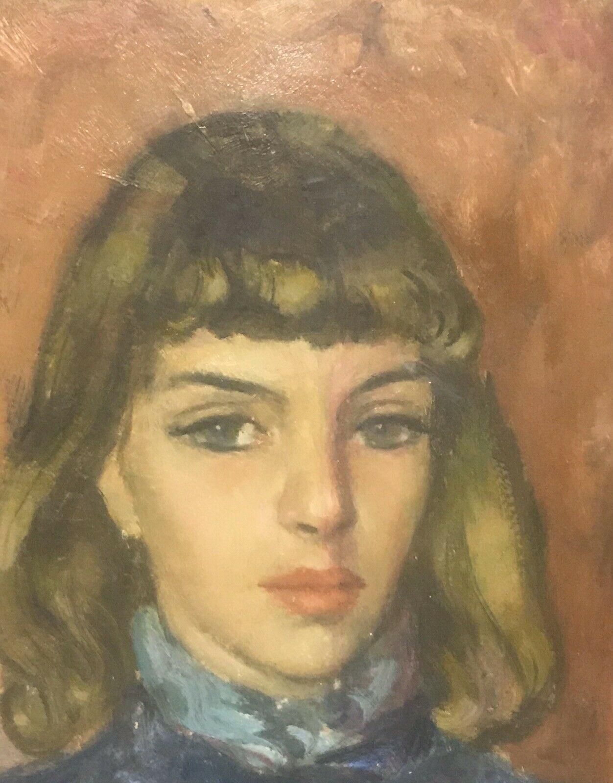 Akos Biroakos Biro French Expressionist Oil   Portrait Young Ladycirca 1950s photo vinterior