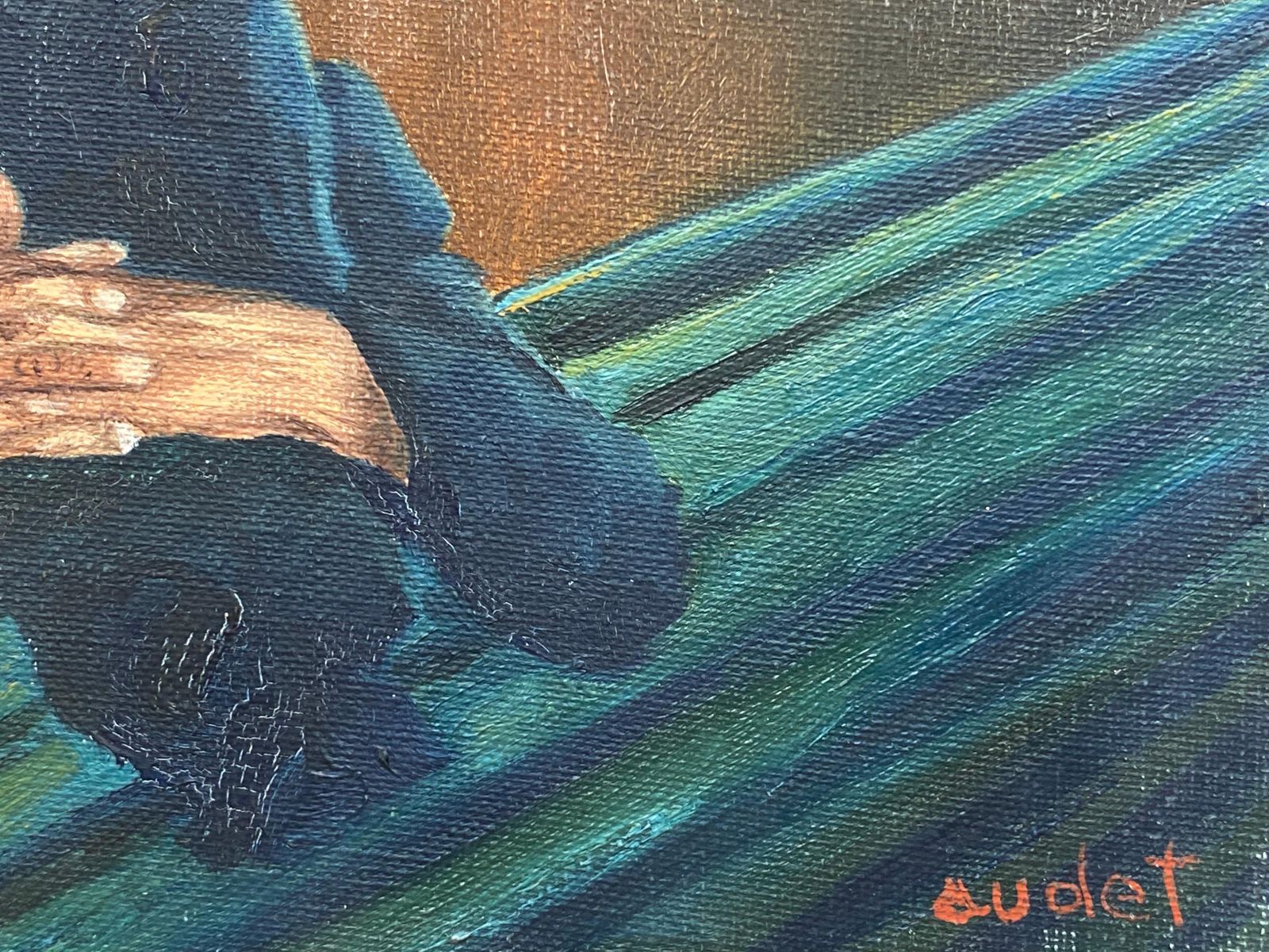 Unknownfernand Audet French Signed Oil Elderly Lady Sleeping On Benchcirca 1960s photo Art