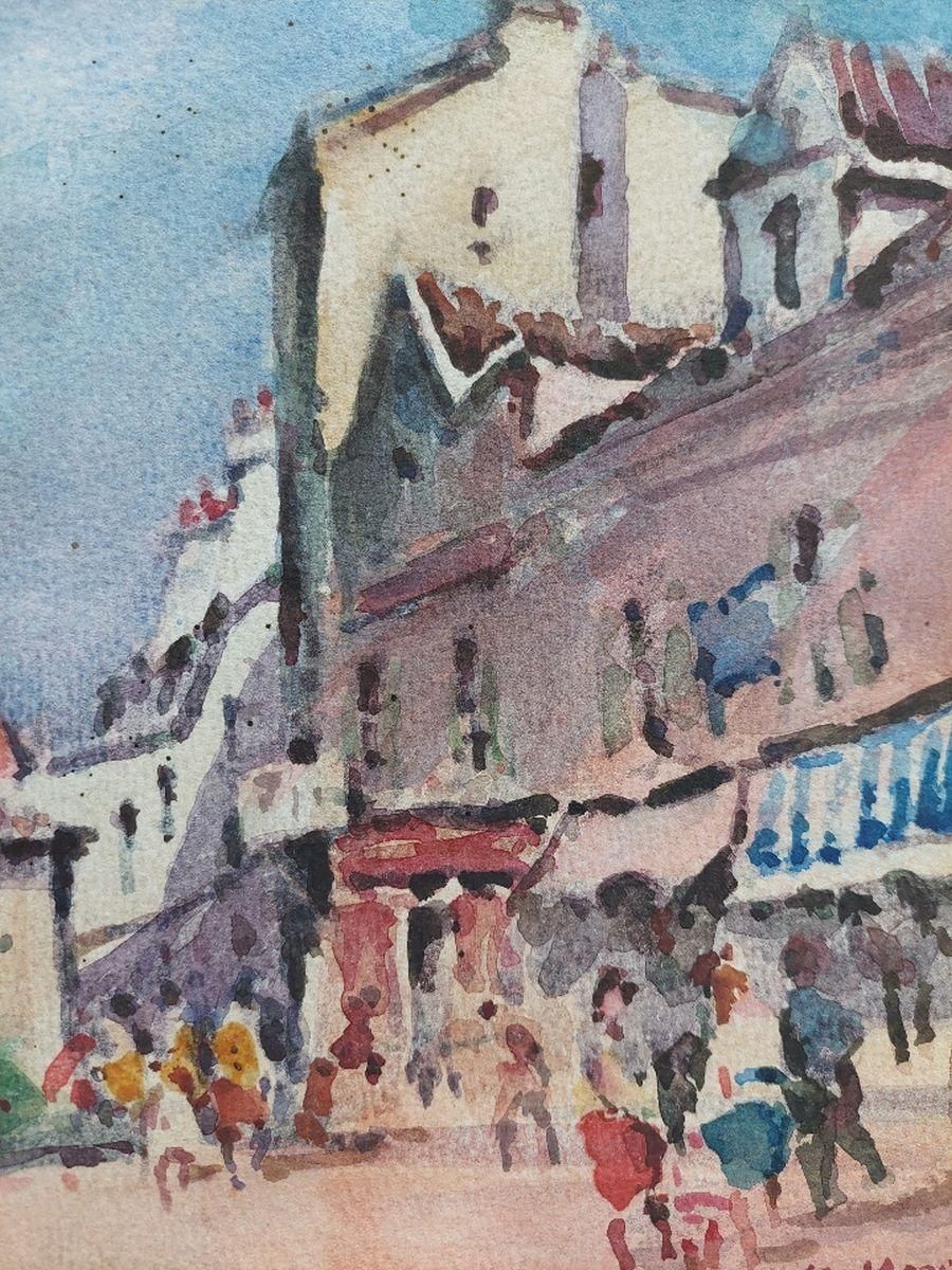 Unknownfrench Modernist Cubist Painting Vibrant Street Scene20th Century photo vinterior