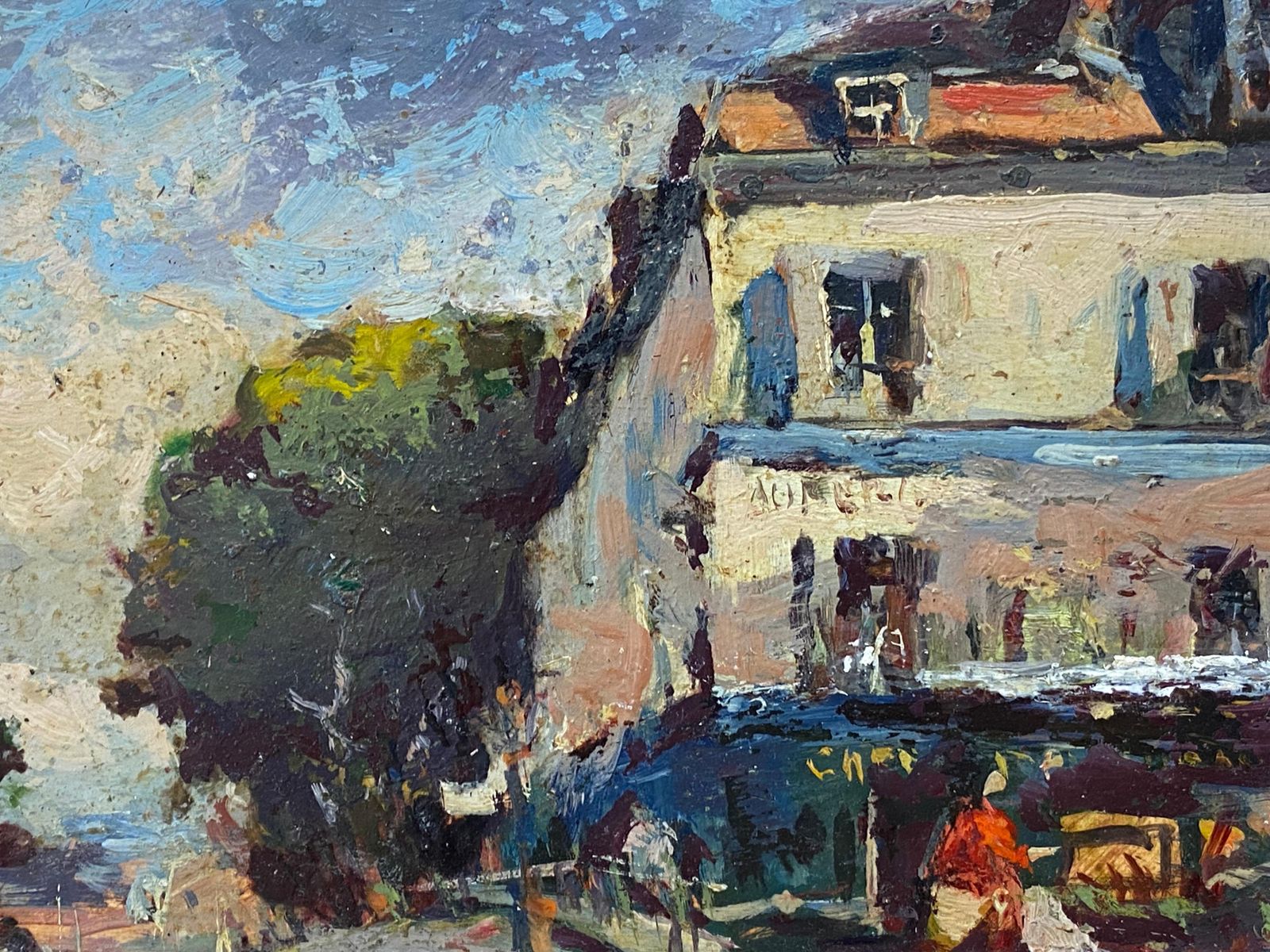 Unknownfrench Impressionist En Plein Air Oil Painting, City Street Scene20th Century photo furniture