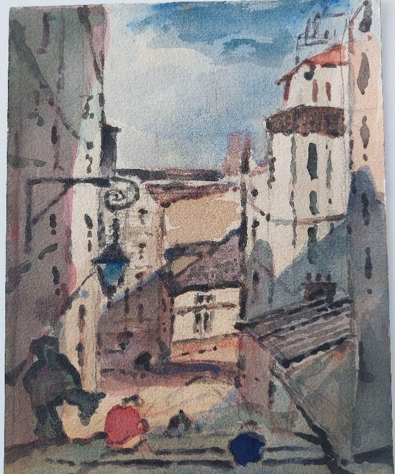 Maurice Mazeiliefrench Modernist Cubist Painting Town View To The Sea20th Century photo furniture
