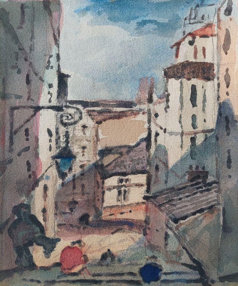 Maurice Mazeiliefrench Modernist Cubist Painting Town View To The Sea20th Century photo 300.0