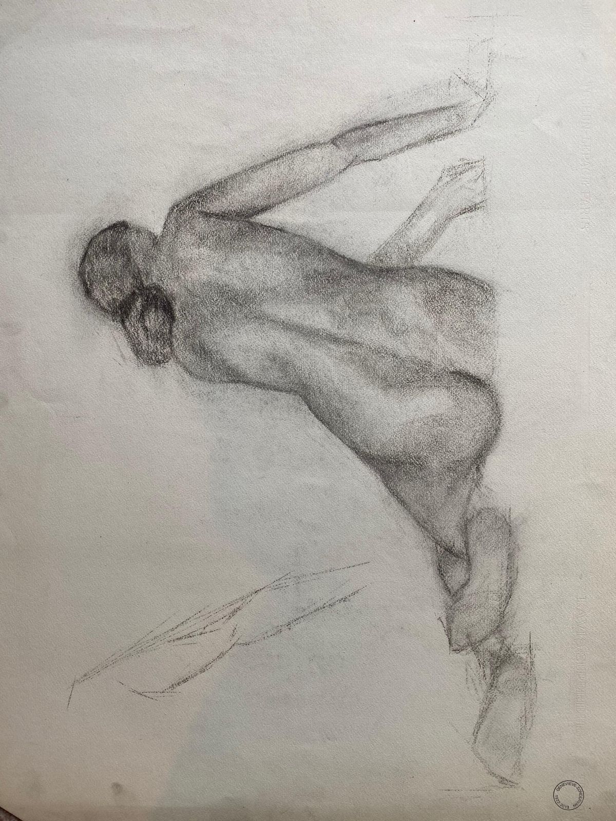 Unknownmid 20th Century French Charcoal Drawing, Portrait Of A Standing Nude Womencirca 1950s photo for sale