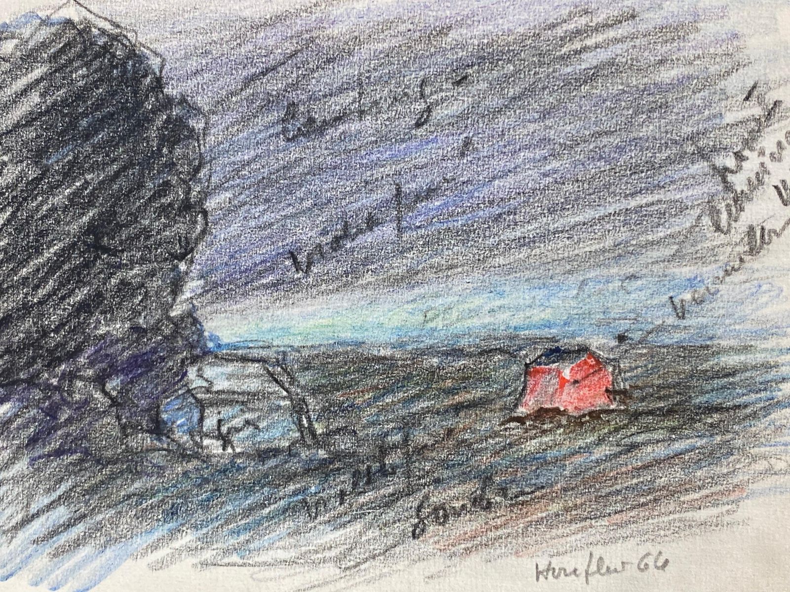 Unknowncamille Meriot French Signed Impressionist Crayon Drawing 'Honfleur'circa 1940s photo furniture