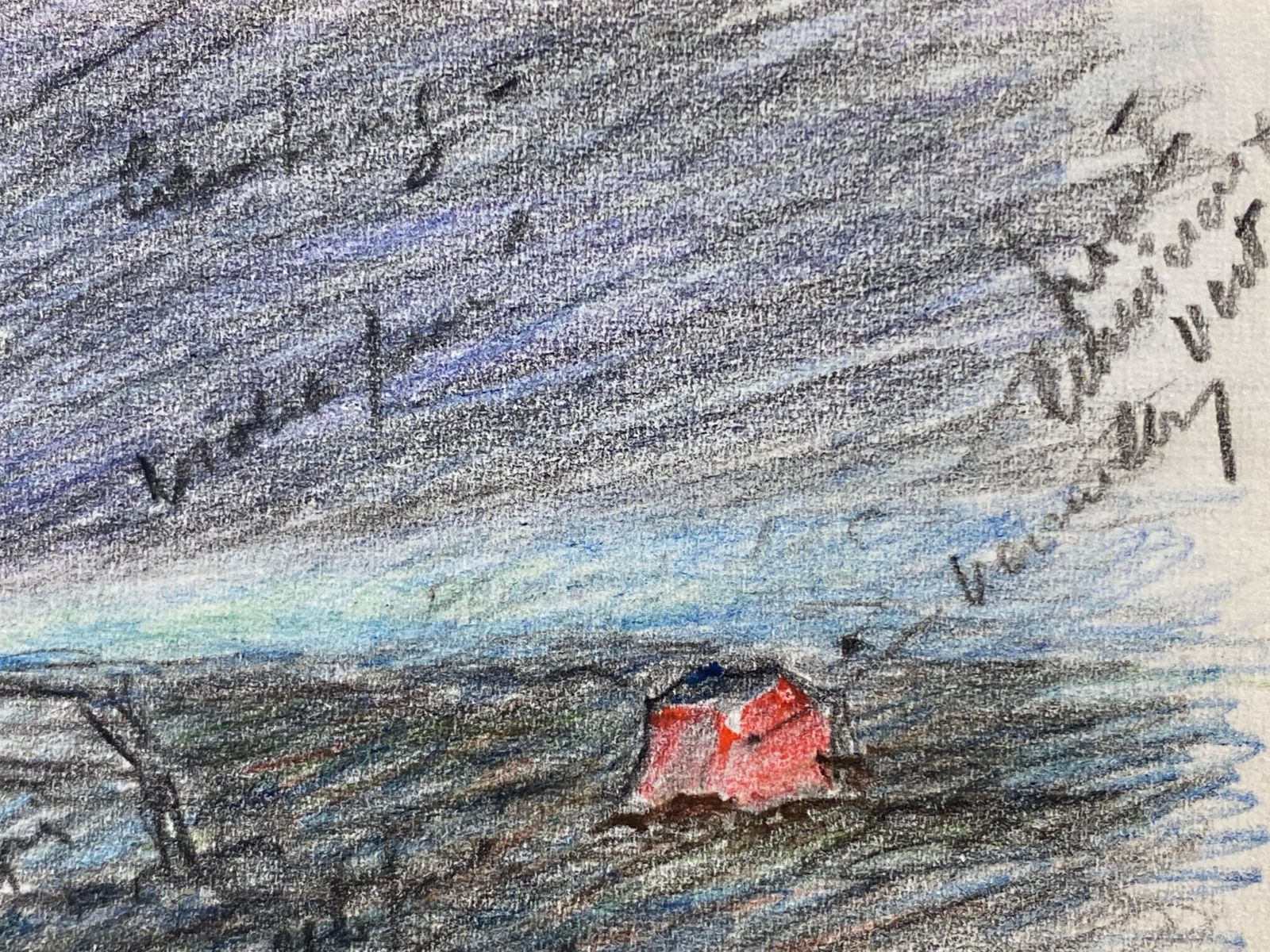 Unknowncamille Meriot French Signed Impressionist Crayon Drawing 'Honfleur'circa 1940s photo for sale