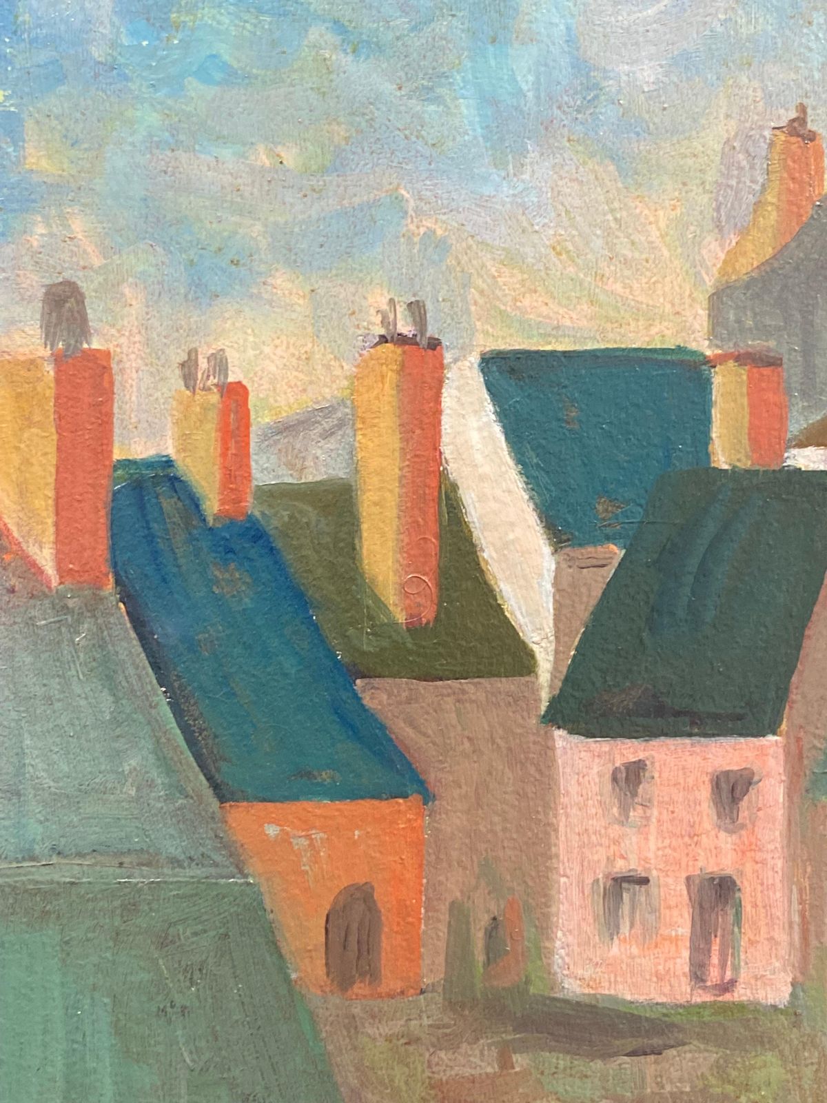 Unknown1950's French Modernist / Cubist Painting Signed, French Landscape20th Century photo Art