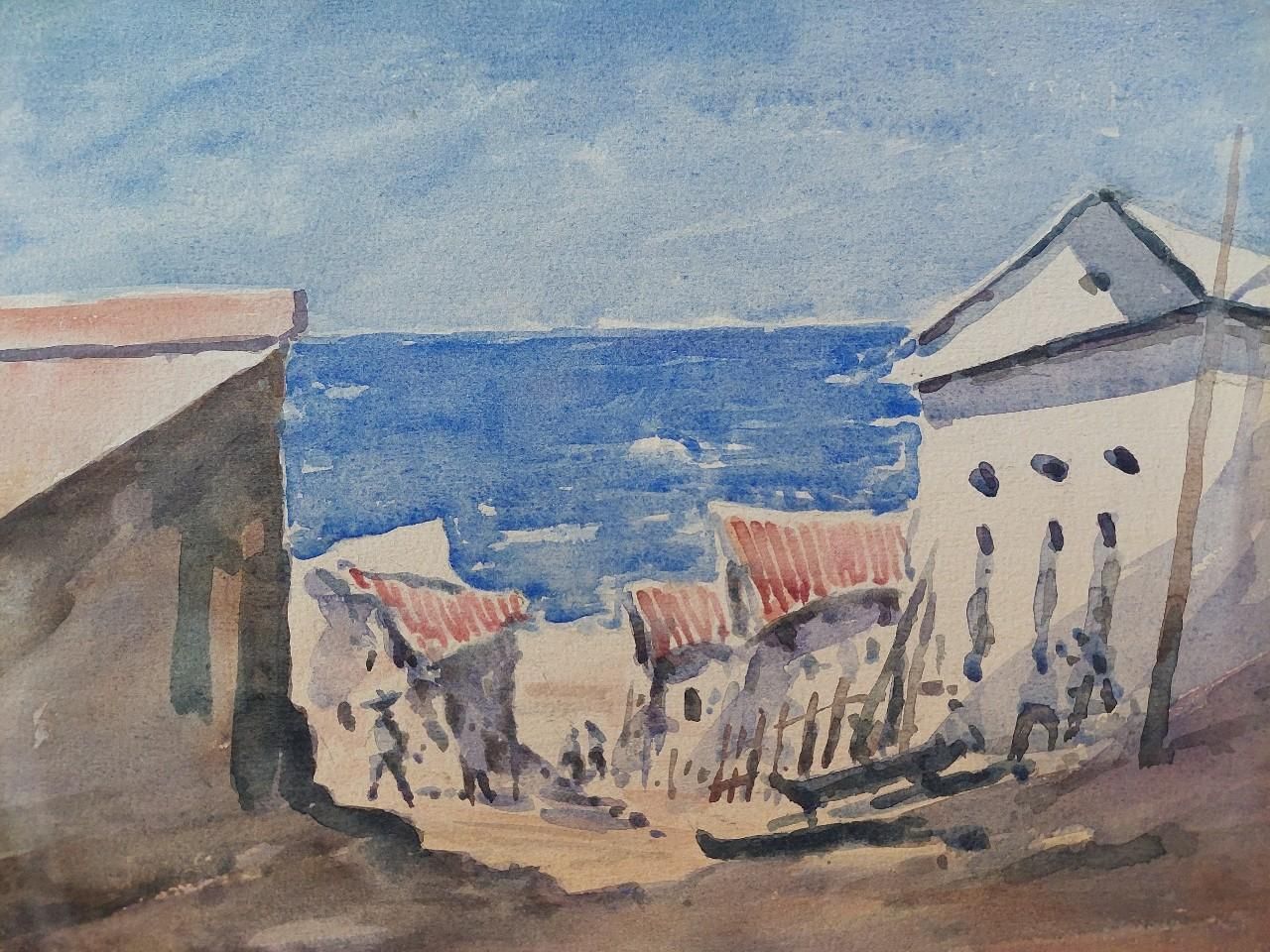 Unknownfrench Modernist Cubist Painting Path To The Beach20th Century photo for sale