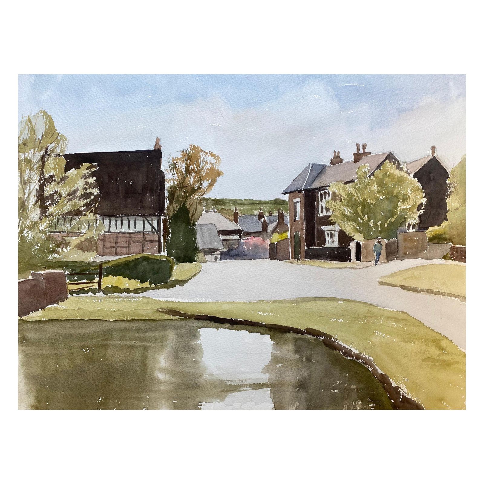 Unknownenglish Rural Country Village, Signed Original British Watercolour Paintingcirca 1970s