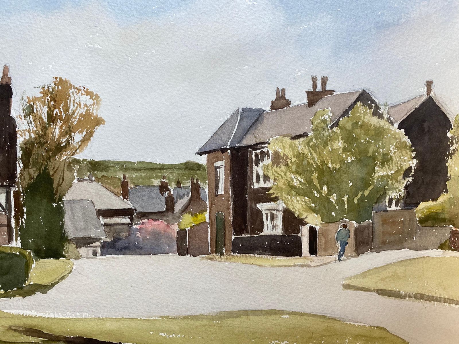 Unknownenglish Rural Country Village, Signed Original British Watercolour Paintingcirca 1970s photo furniture