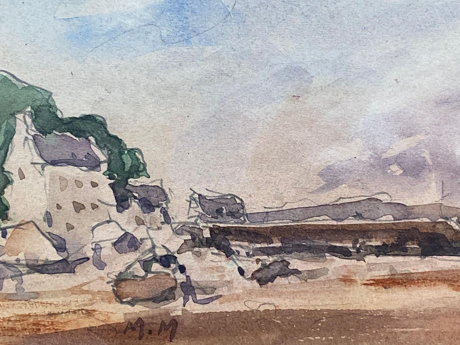 Unknownmaurice Mazeilie, French Impressionist Watercolour   Beach Landscape20th Century photo for sale