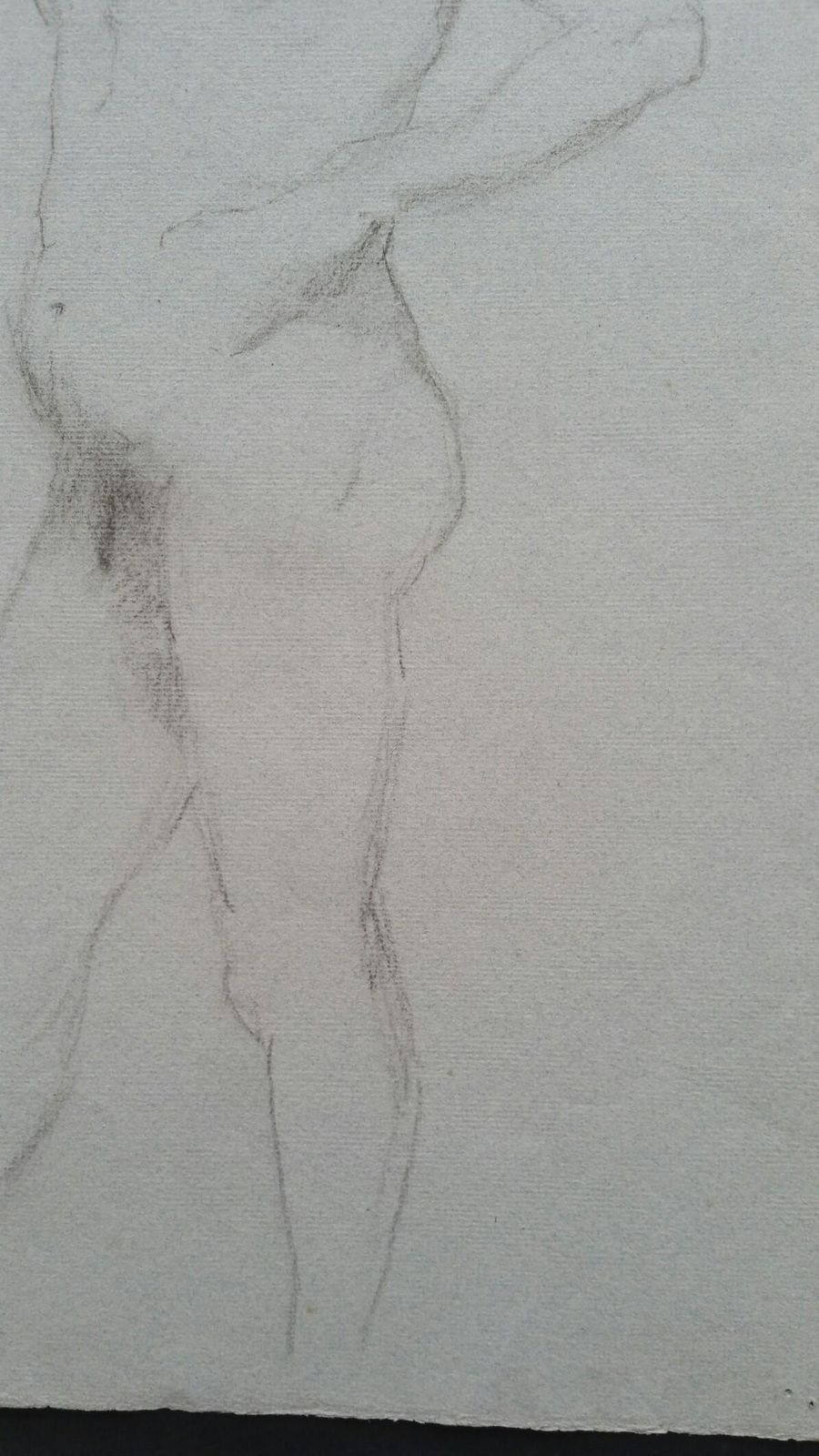 Unknownenglish Graphite Portrait Sketch Of Male Nude, In Profilecirca 1880 1905 photo 198.0