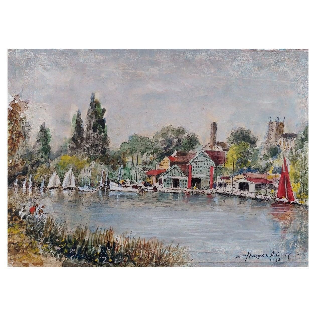 English  Schooltraditional English Painting Constables Boatyard Thames Hampton, England20th Century