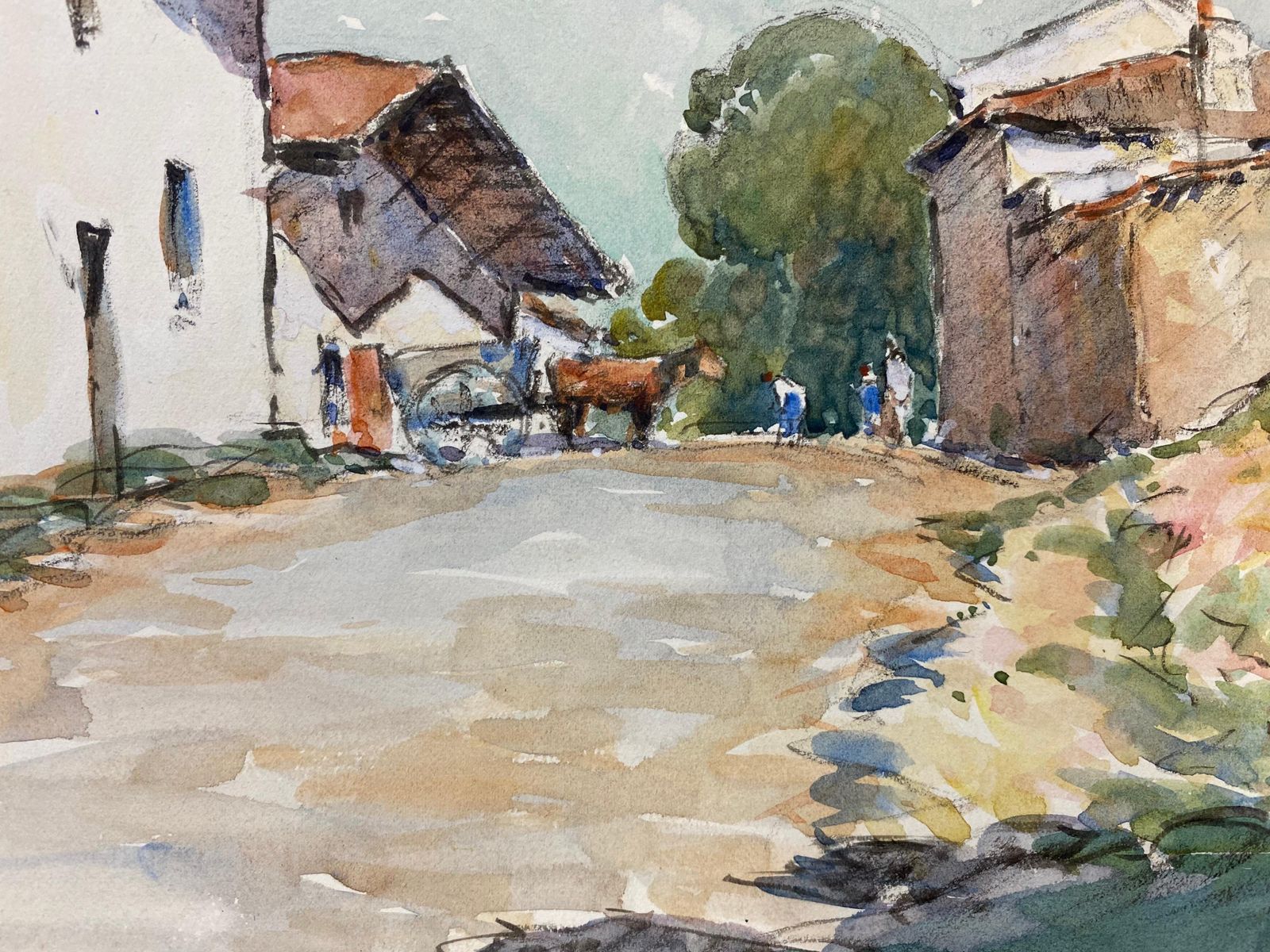 Unknowncamille Meriot French Signed Watercolour Painting, Farmyard Landscapecirca 1940s photo for sale