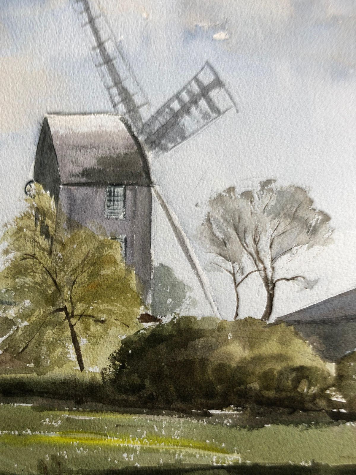 Unknownsaxshead Mill Waterford, Original British Watercolour Paintingcirca 1991 photo furniture