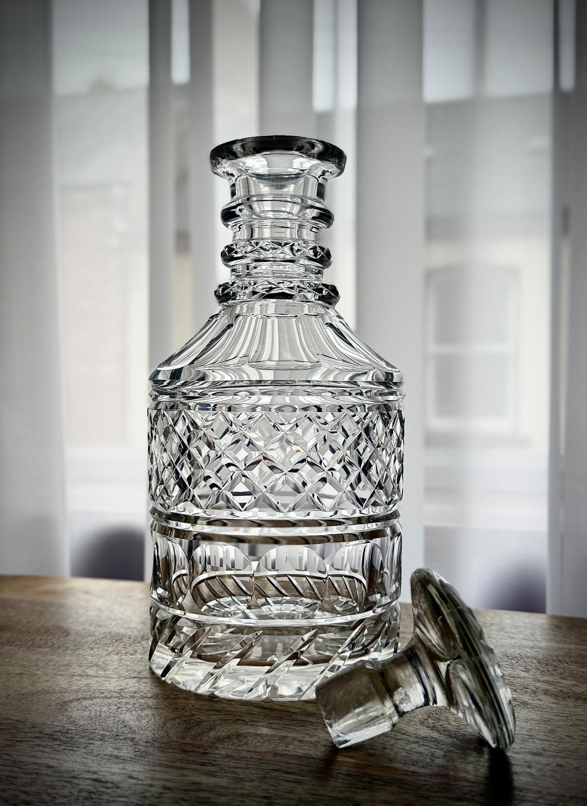 215.0 William IV Anglo Irish Cut Glass Decanter, Hand Cut With Mushroom Stopper, C.1835 photo