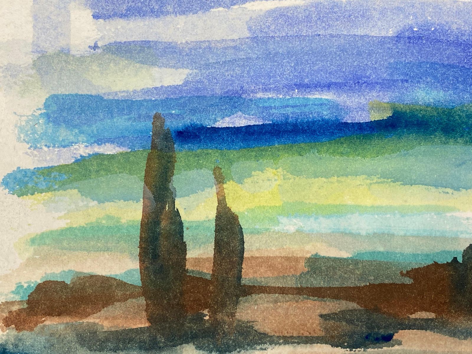 Akos Birocolourful Provence Sky, French Expressionist Original Paintingcirca 1980s photo for sale