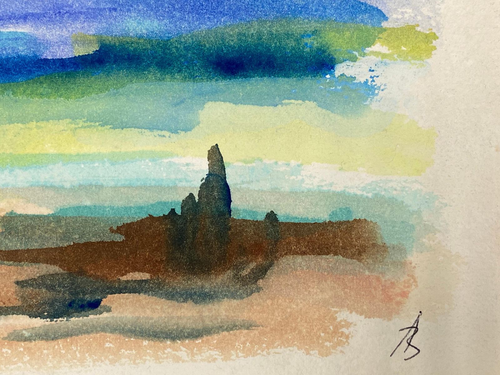 Akos Birocolourful Provence Sky, French Expressionist Original Paintingcirca 1980s photo Art