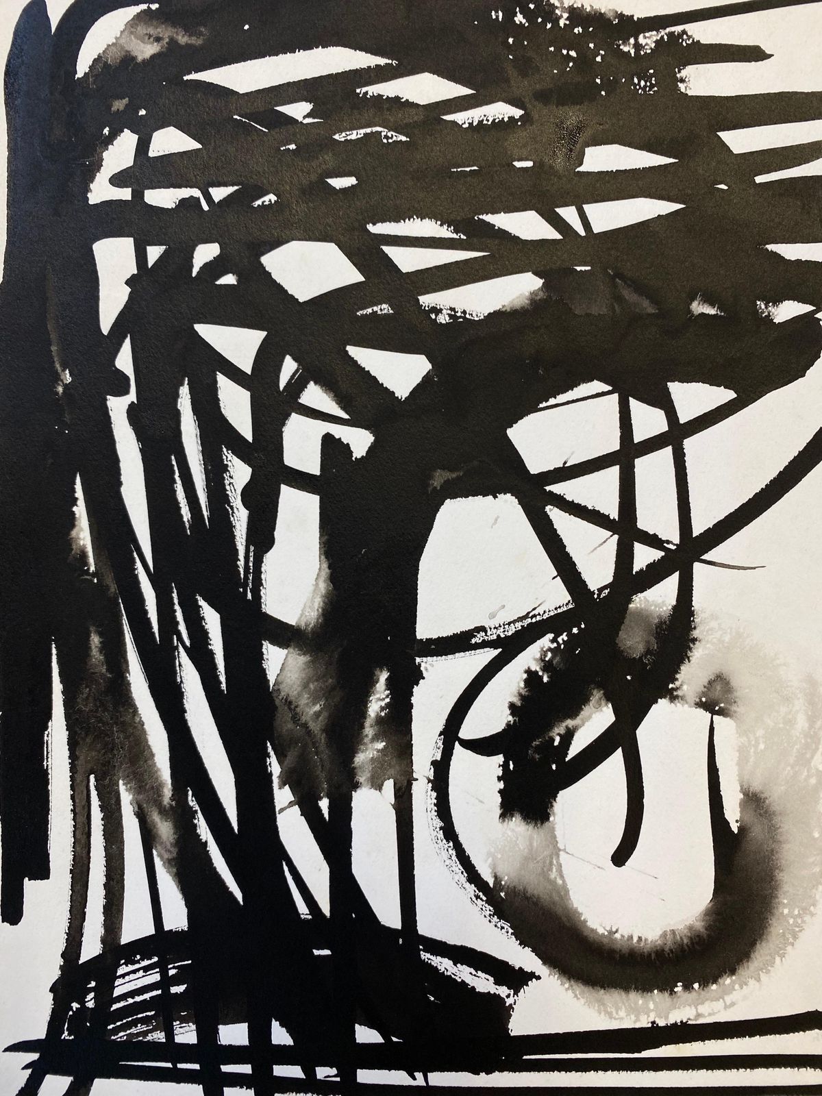 Unknownset Of 4, Original 1970's French Abstract Black & White Paintingscirca 1970s photo for sale