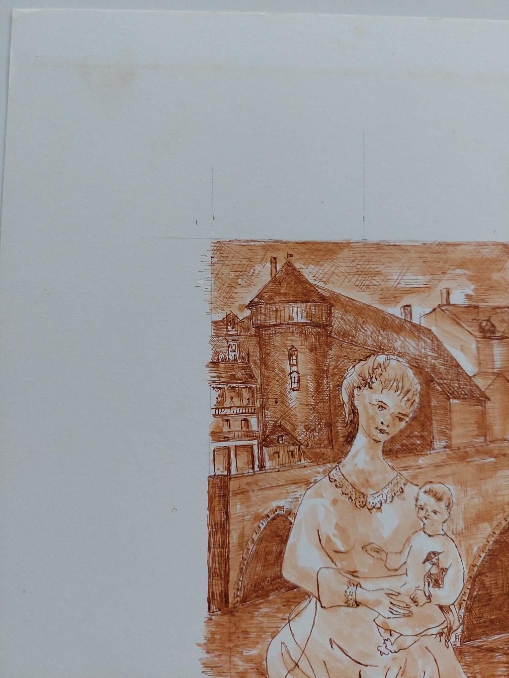 Unknown20th Century French Modernist Cubist Painting, Mother And Child20th Century photo buy