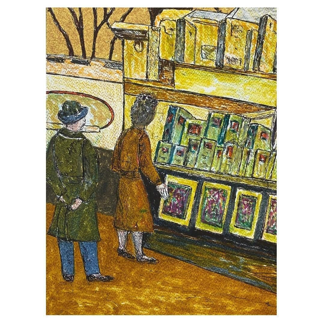 Unknown1950's French Modernist / Cubist Painting Signed, Parisian Market Stall1950