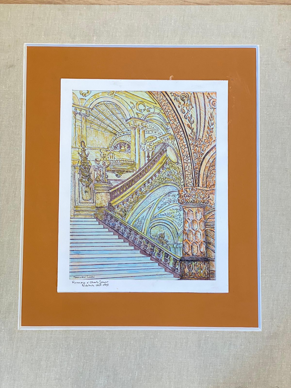 Unknown1950's French Modernist/ Cubist Signed Painting, Interior Of A Ballroom1950 photo furniture