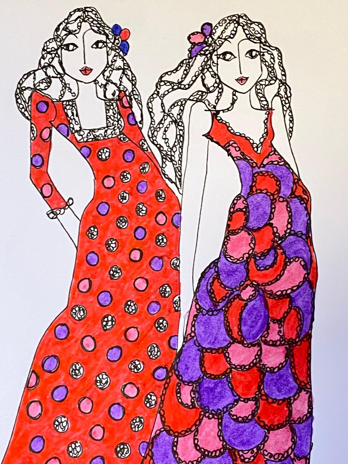 Unknownoriginal Fashion Design Illustration Watercolor Painting Laura Ashley Designercirca 2000s photo for sale
