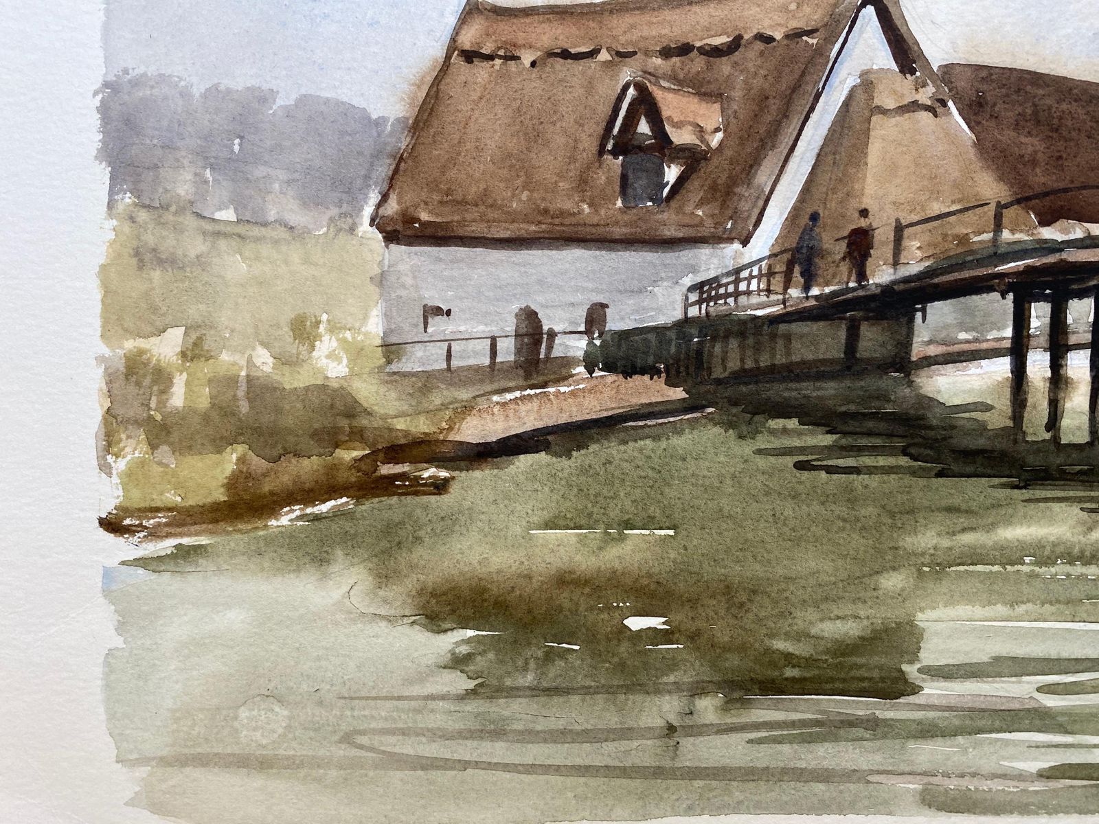 Unknownenglish Town Bridge, Signed Original British Watercolour Paintingcirca 1970s photo buy