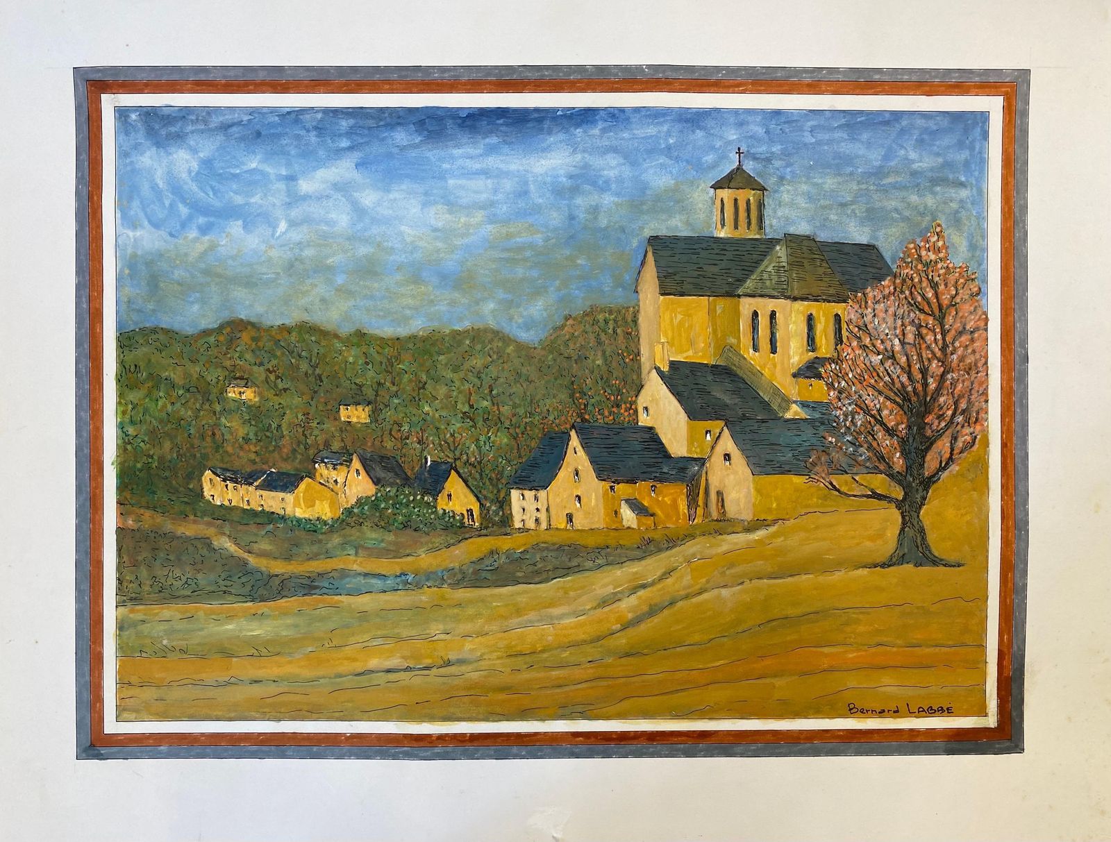 Unknown1950's Modernist Signed Painting, Tranquil View Of French Buildings1950s photo furniture