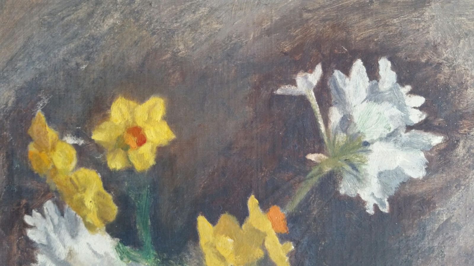 Unknownenglish Vintage Oil Painting On Canvas, Spring Flowerscirca 1880 1905 photo vinterior