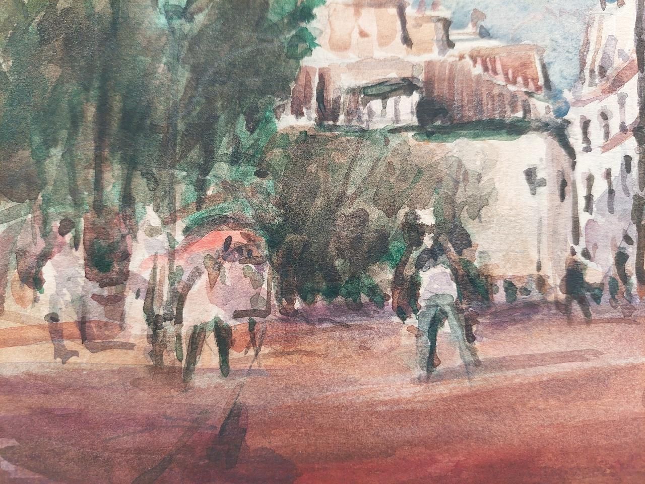 Maurice Mazeiliefrench, Modernist Cubist Painting Bustling Paris Street Scene20th Century photo vinterior
