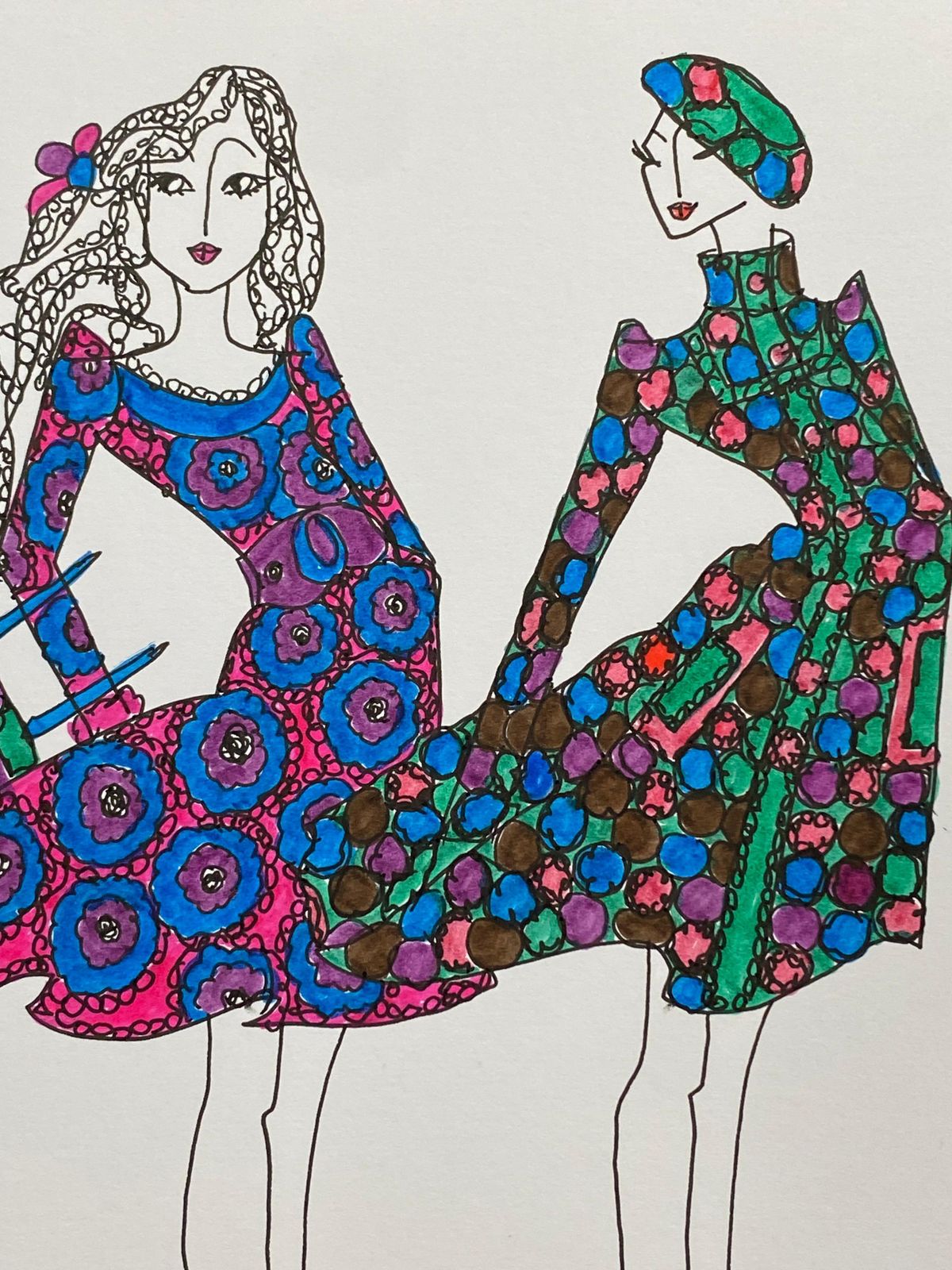 Unknownoriginal Fashion Design Illustration Watercolor Painting Laura Ashley Designercirca 2000s photo for sale