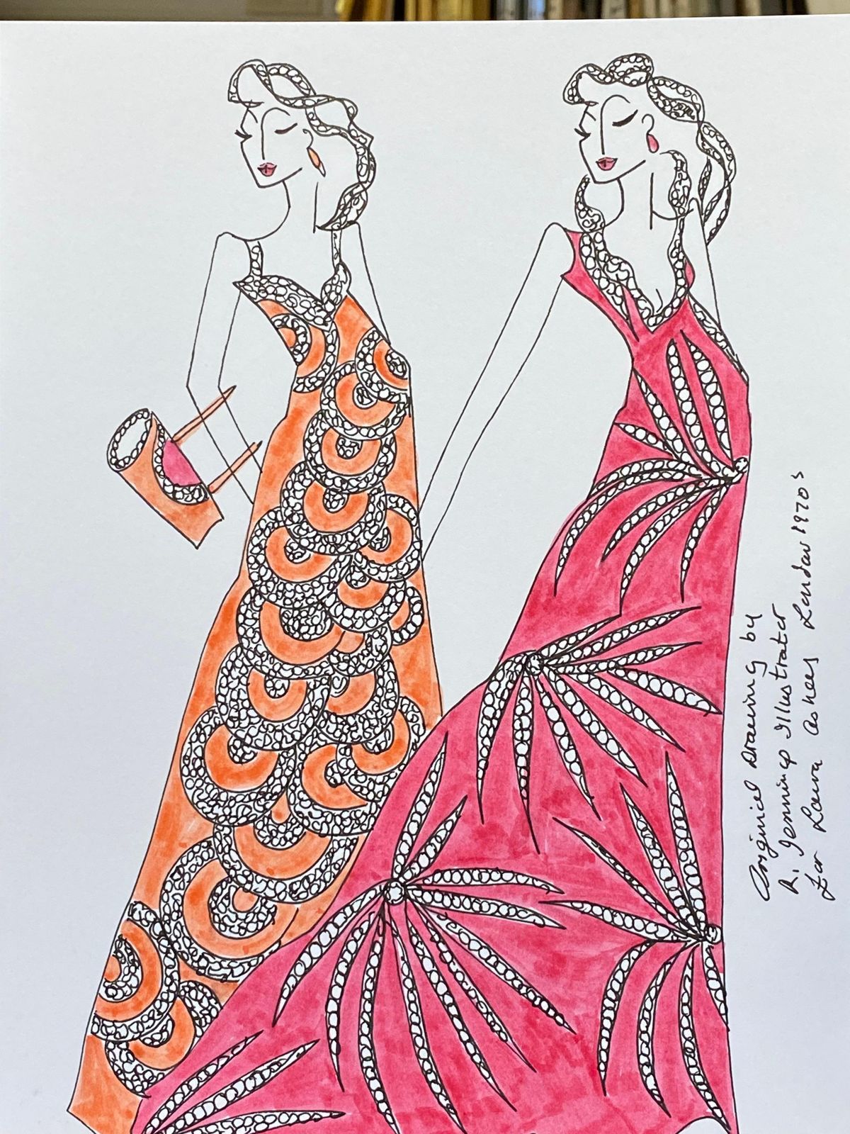 Unknownoriginal Fashion Design Illustration Watercolor Painting Laura Ashley Designercirca 2000s photo furniture