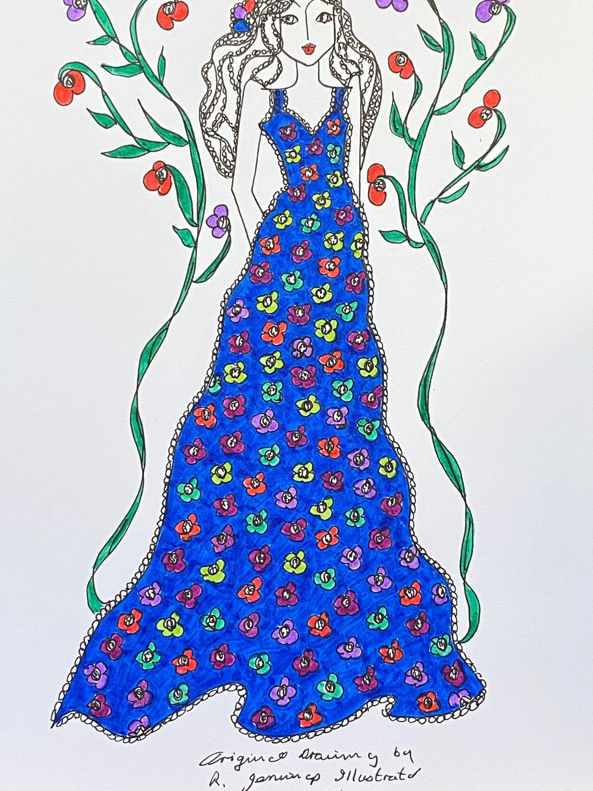 Unknownoriginal Fashion Design Illustration Watercolor Painting Laura Ashley Designercirca 2000s photo furniture