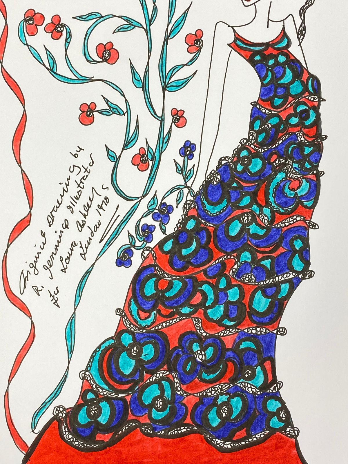 Unknownoriginal Fashion Design Illustration Watercolor Painting Laura Ashley Designercirca 2000s photo furniture