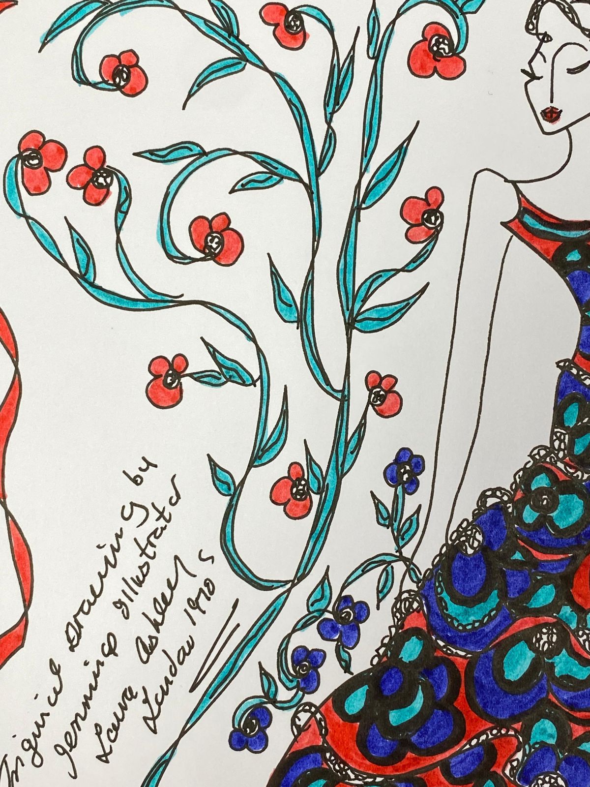 Unknownoriginal Fashion Design Illustration Watercolor Painting Laura Ashley Designercirca 2000s photo 101.0