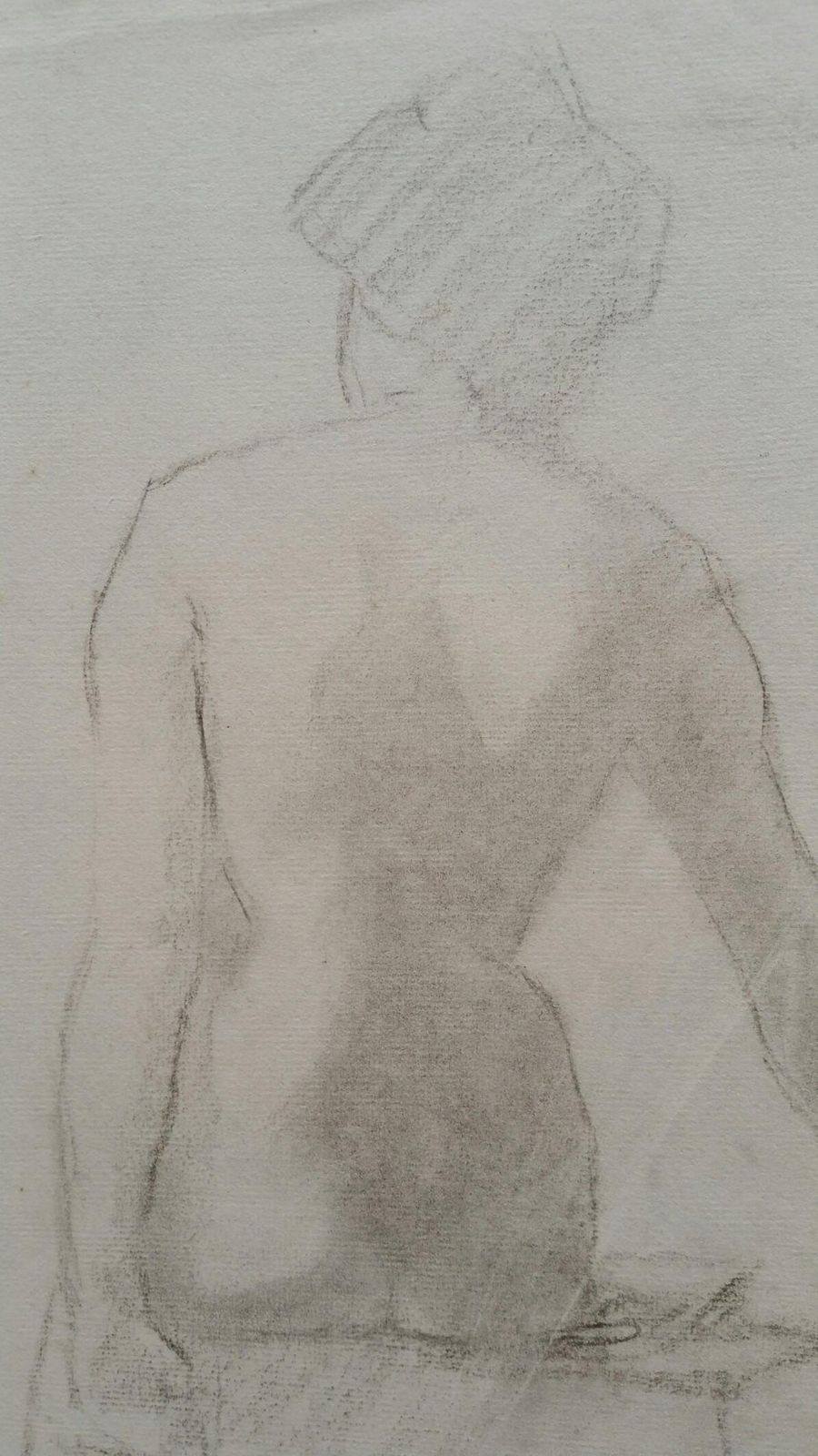 Unknownenglish Graphite Portrait Sketch Of Female Nude Rear View Seatedcirca 1880 1905 photo vinterior