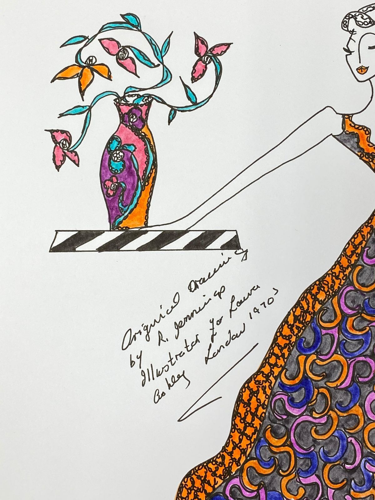 Unknownoriginal Fashion Design Illustration Watercolor Painting Laura Ashley Designercirca 2000s photo Art