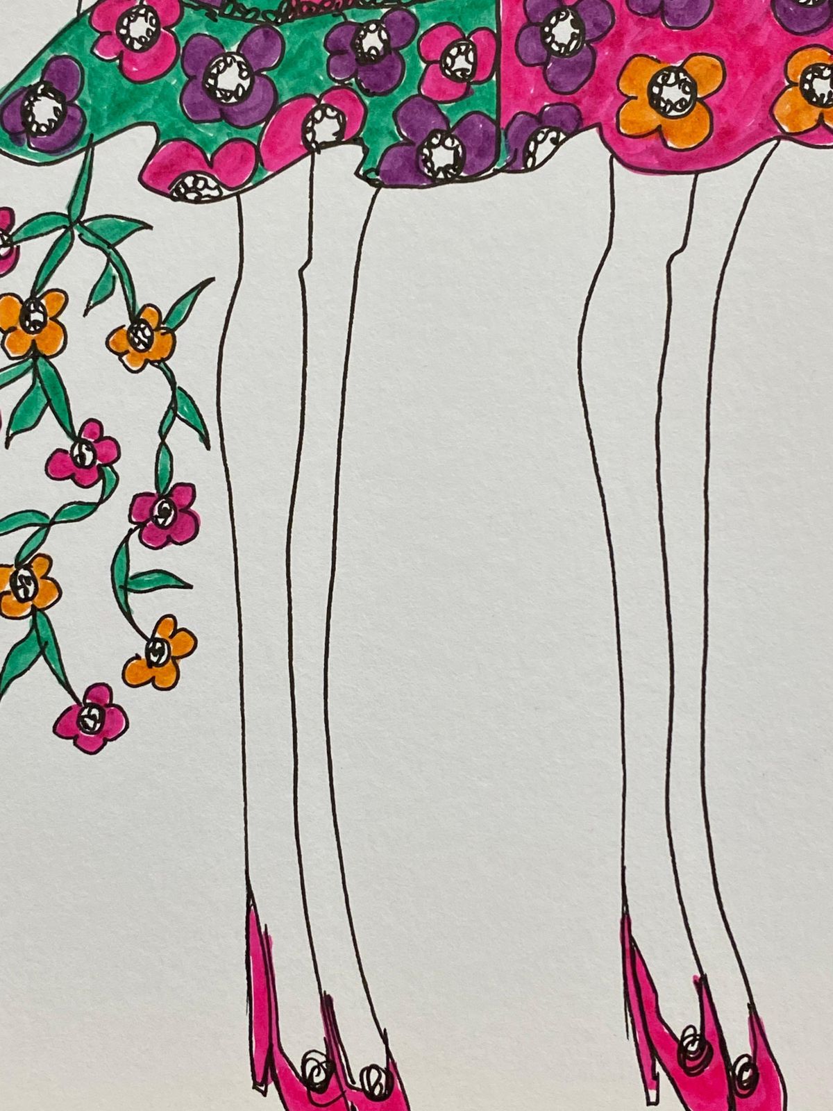 Unknownoriginal Fashion Design Illustration Watercolor Painting Laura Ashley Designercirca 2000s photo Art