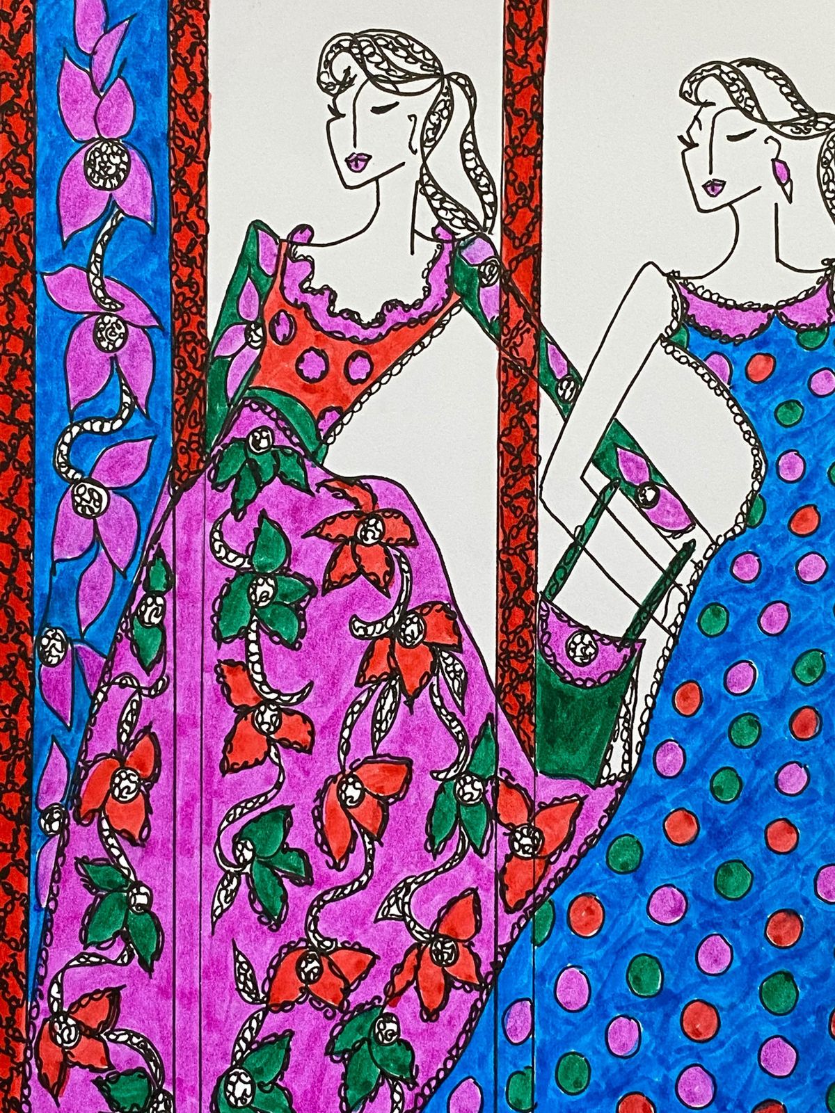 Unknownoriginal Fashion Design Illustration Watercolor Painting Laura Ashley Designercirca 2000s photo vinterior