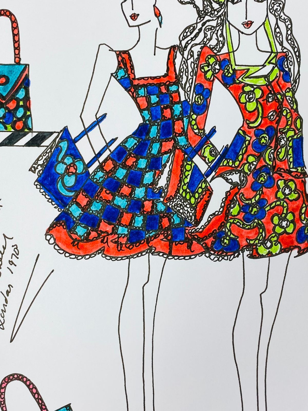 Unknownoriginal Fashion Design Illustration Watercolor Painting Laura Ashley Designercirca 2000s photo vinterior