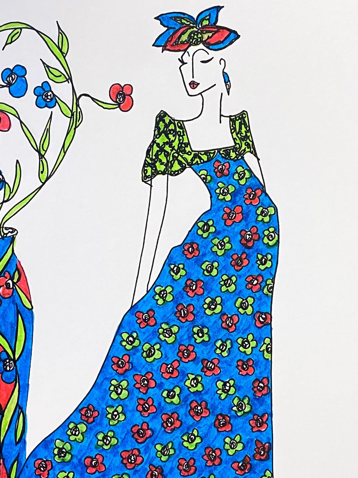 Unknownoriginal Fashion Design Illustration Watercolor Painting Laura Ashley Designercirca 2000s photo Art