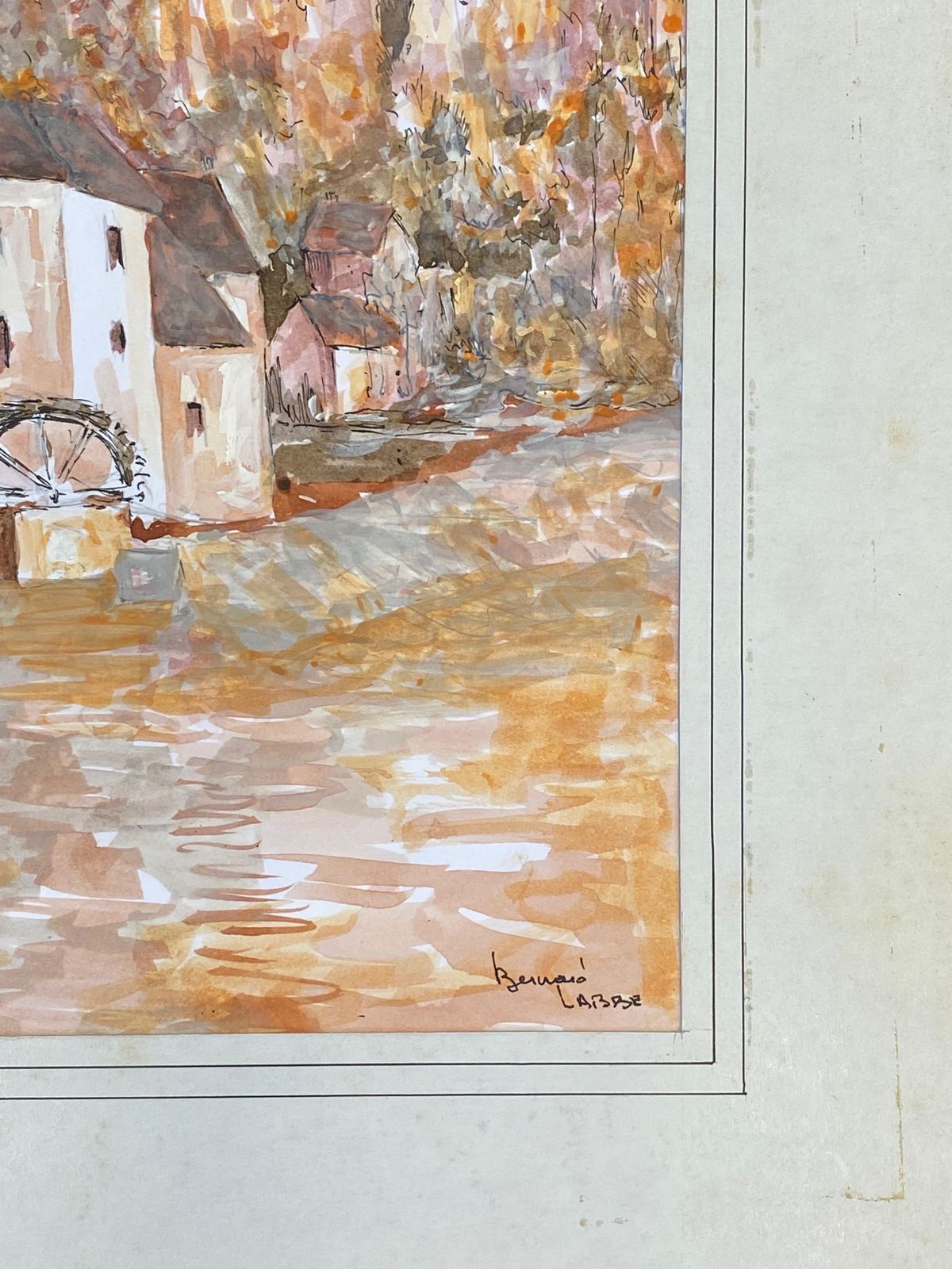 Unknown1950's French Modernist / Cubist Painting Signed, Orange And Pink Landscape1950 photo Art