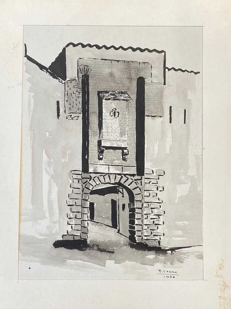 Unknown1950's French Modernist/ Cubist Painting Signed, Black & White French Archway1950s photo vintage