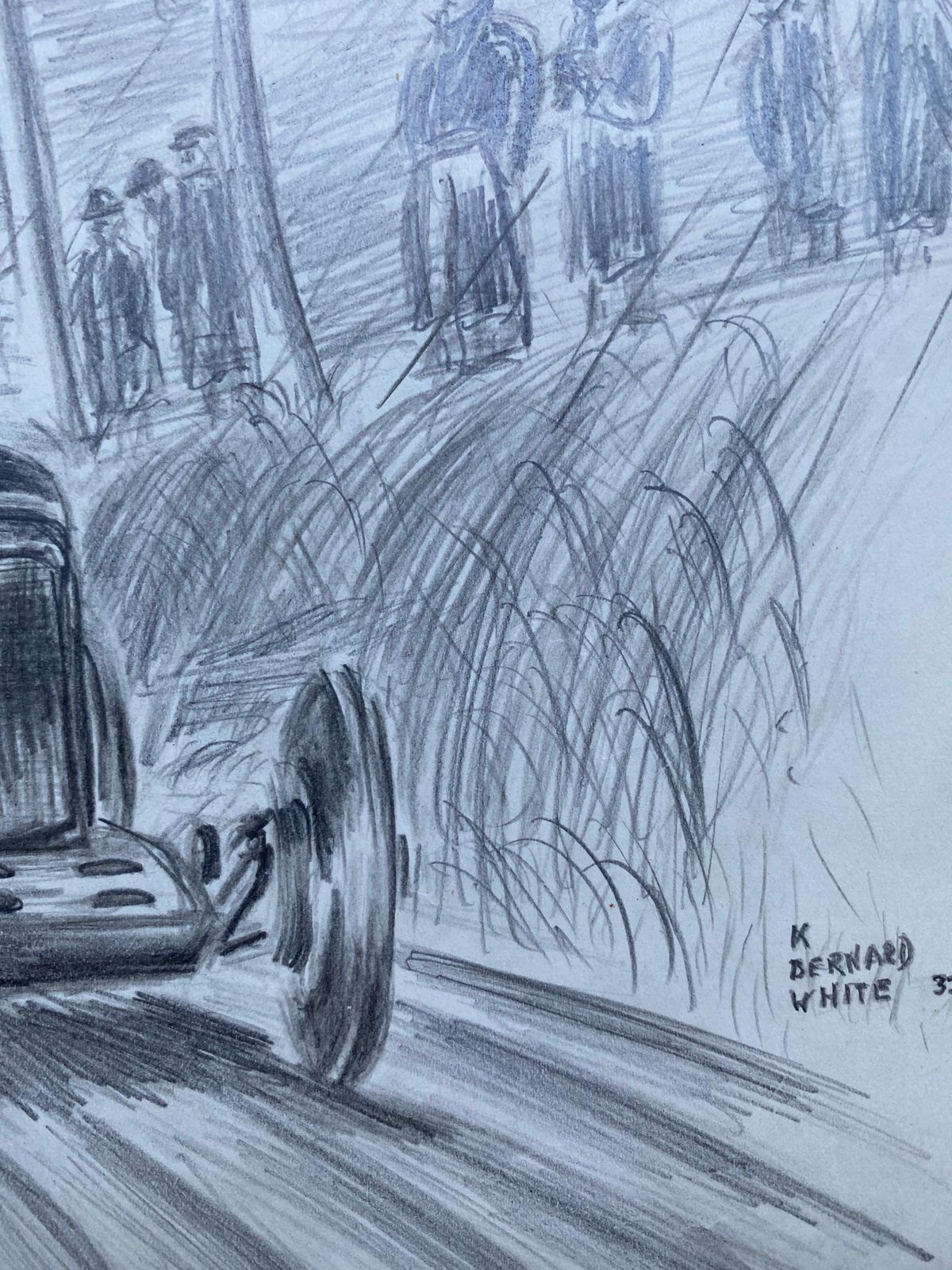 Unknownoriginal 1930's Vintage Motor Car Racing Original Drawing Signed Datedcirca 1930s photo Art